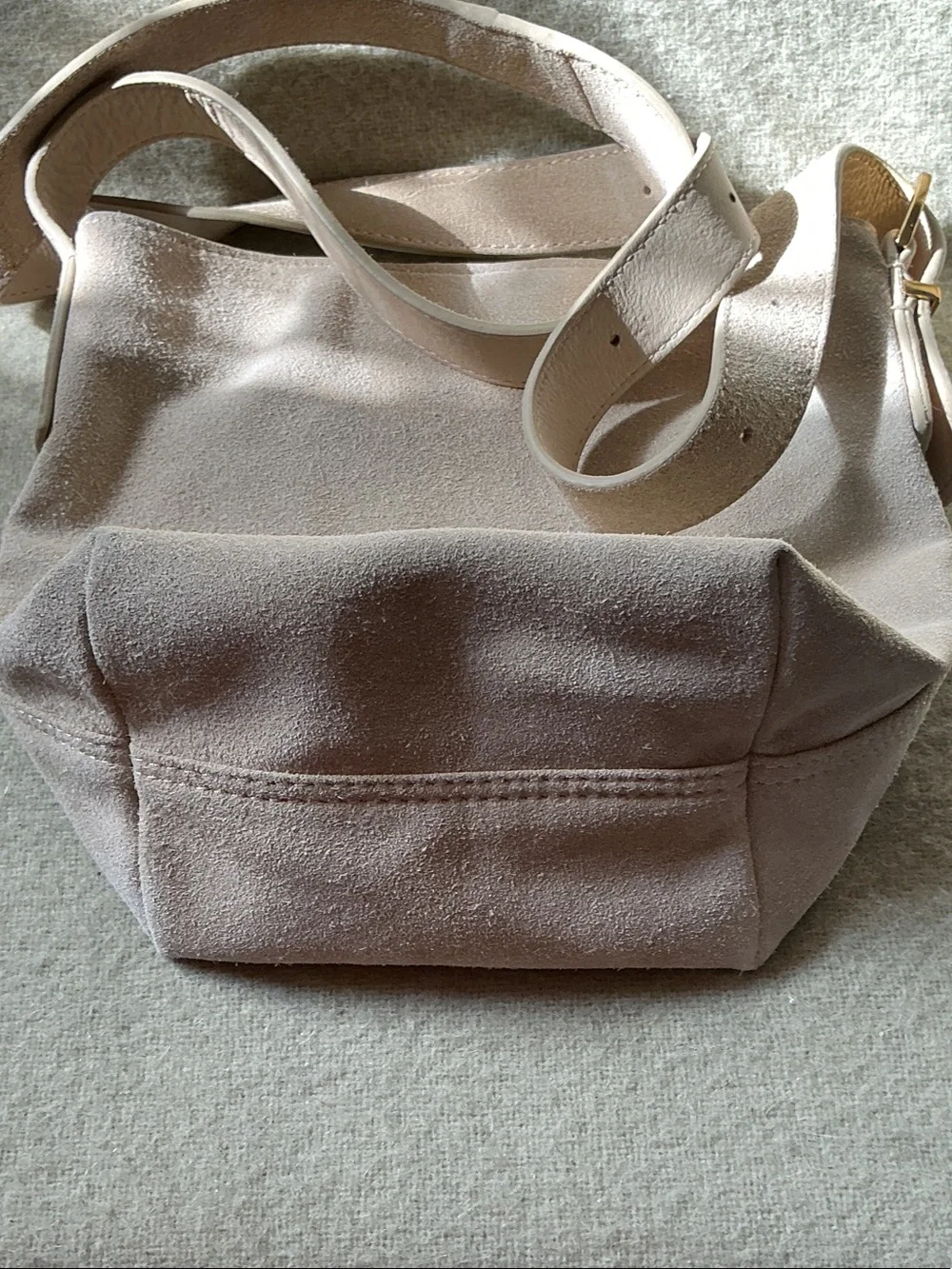 margot Suede Shoulder Bag in Pale Pink